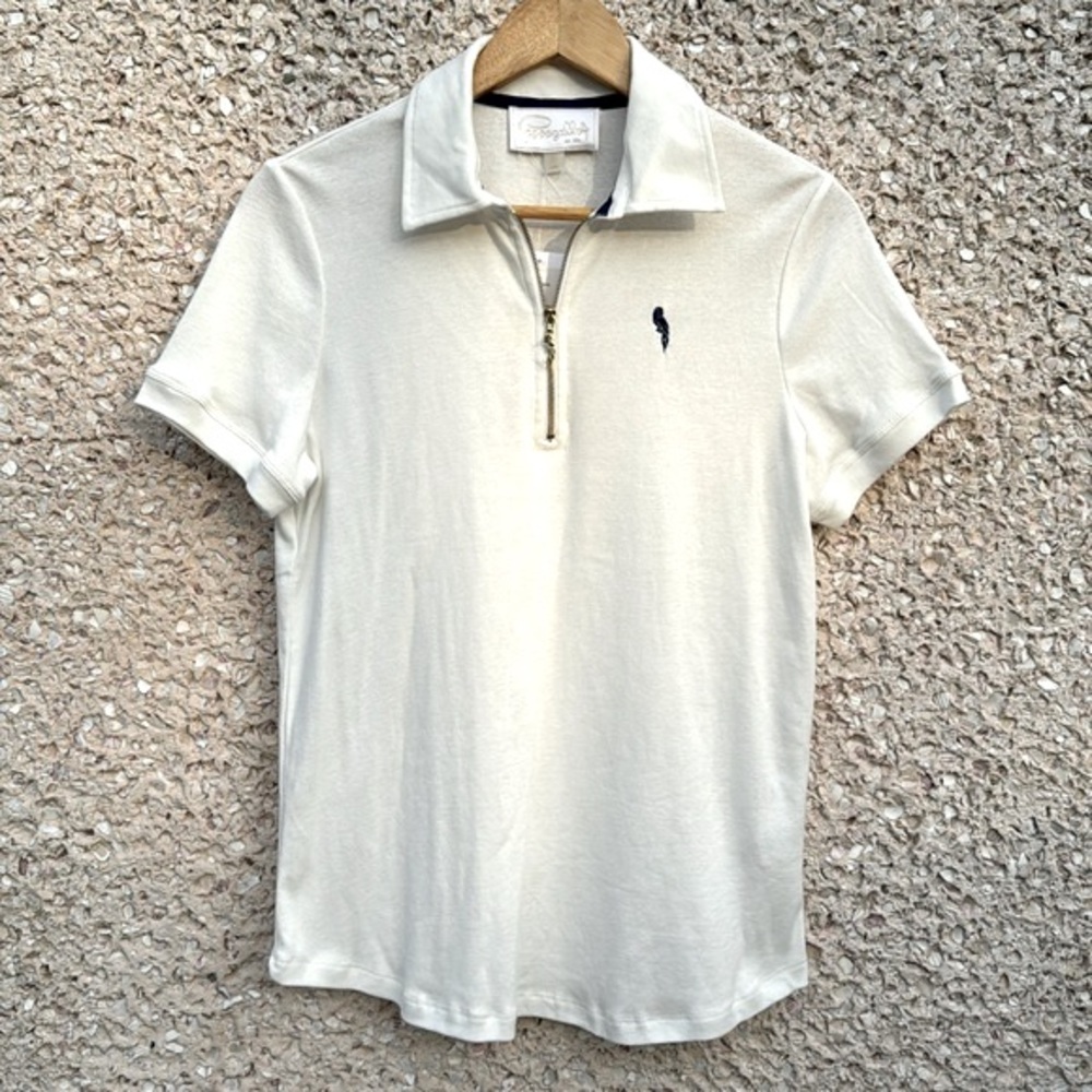 Pappagallo Classic White Half Zip Polo NWT